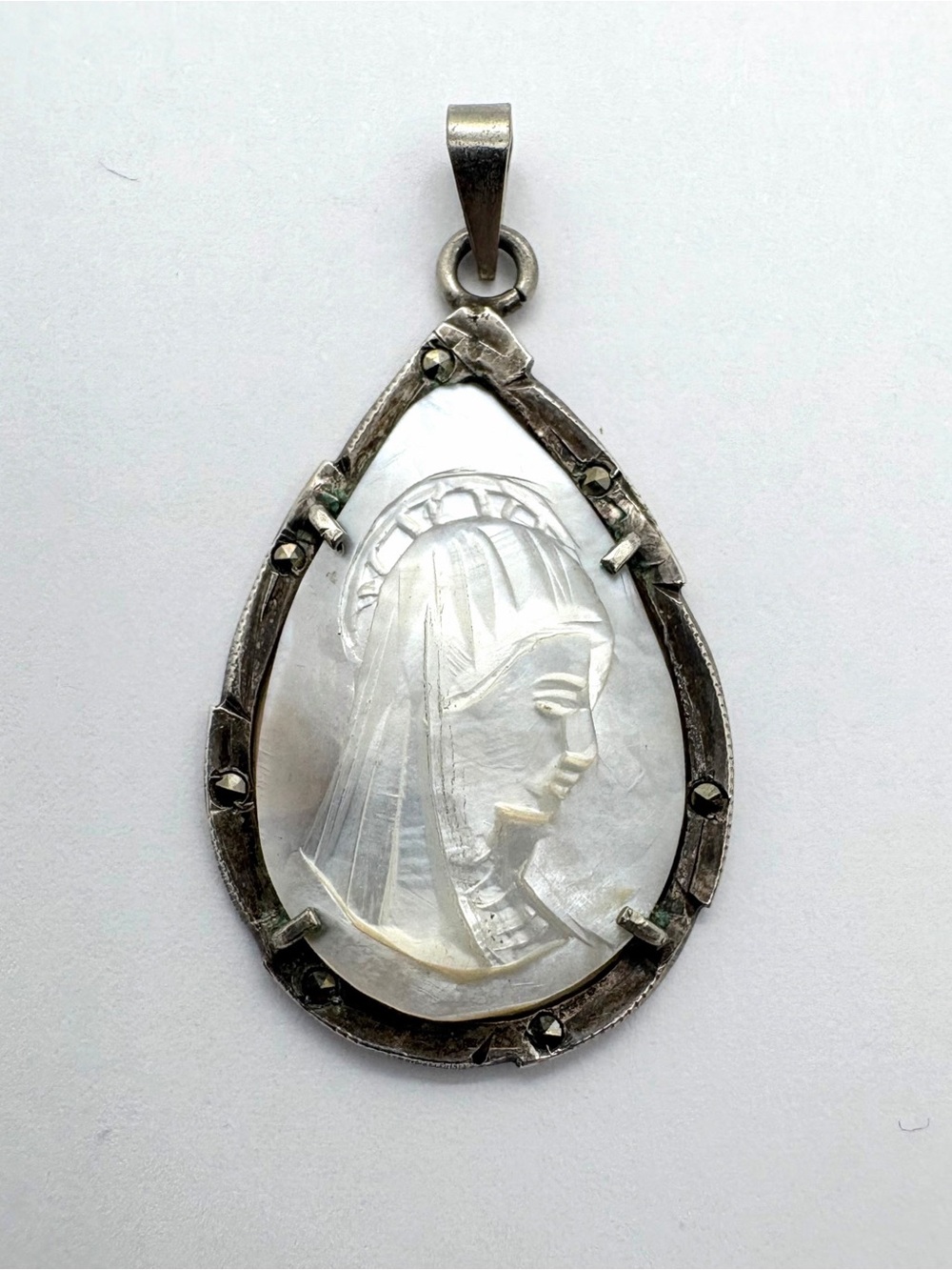 Edwardian rare European 800 silver Madonna Mary